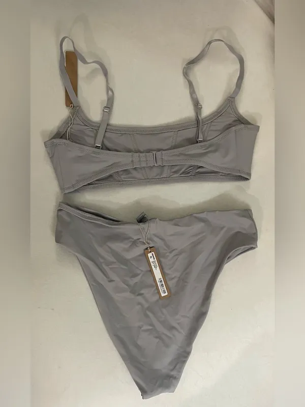 SKIMS 2Pcs SET Corset Bikini Top & Mid Waist Bottoms Chrome Size M - Image 2