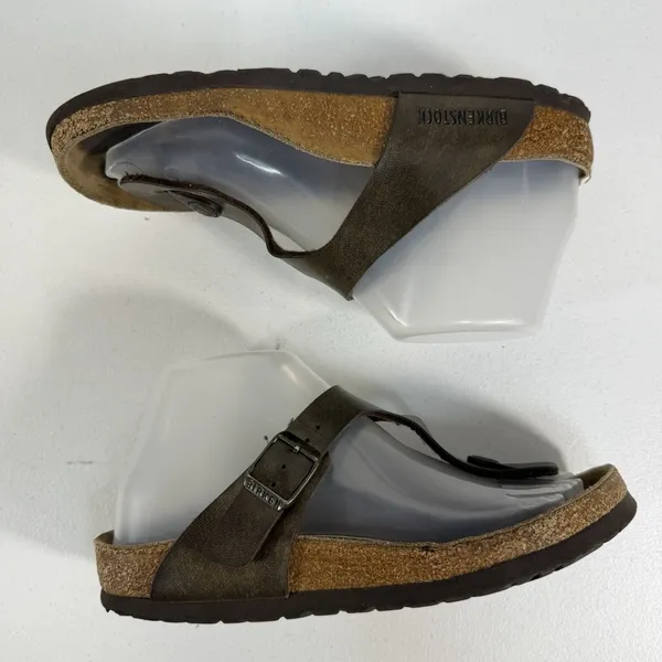 Birkenstock Gizeh 37 US 6 Sandals Metallic Bronze‎ Birko-Flor Thong Women's - Image 4