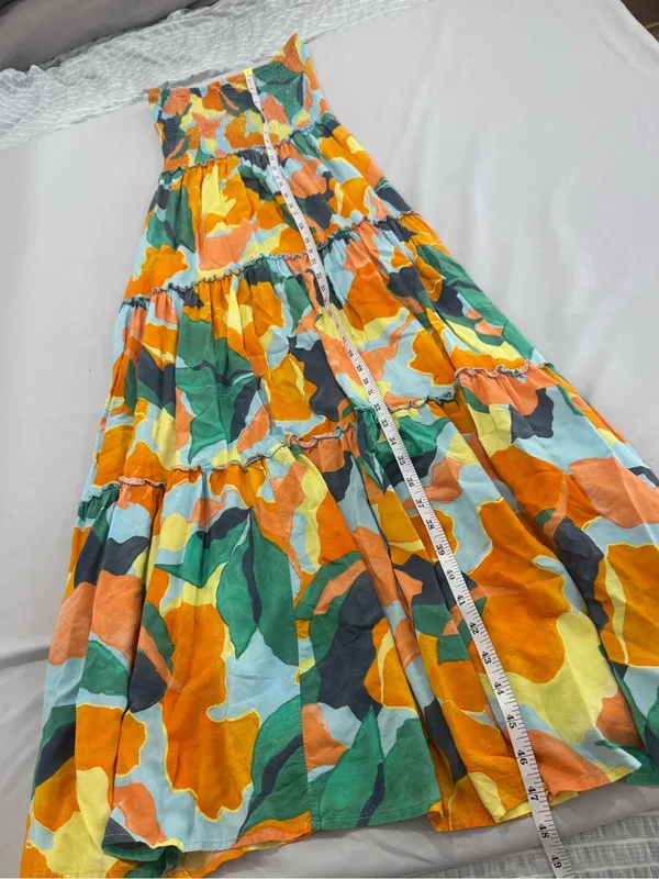 Anthropologie Abel The Label Boho Tropical Smock Strapless Maxi Dress Small - Image 5