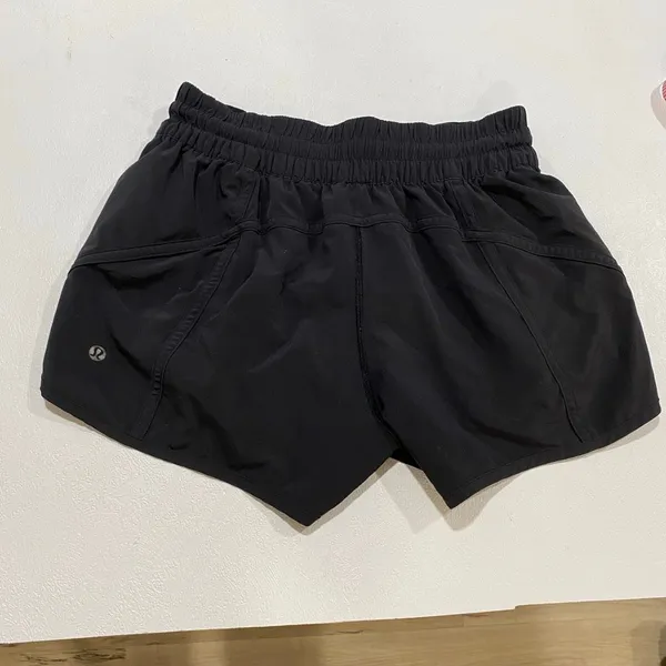Lululemon Size 8 Black Running Shorts Zip Pockets Athletic Workout - Image 4