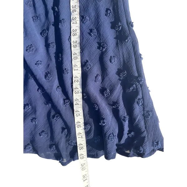 Anthropologie Eri + Ali Michaela Textured Swiss Dot Midi Navy Dress 2 - Image 4