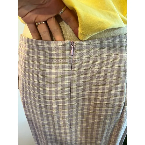 Deadstock 90s Purple Gingham USA Made Rayon Midi Skirt Size 16 Susan Bristol - Image 6