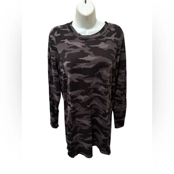 Athlete Dresses Athleta Camo Balance Dress Sz S Black Luxe Long Sleeve Pockets - Image 2