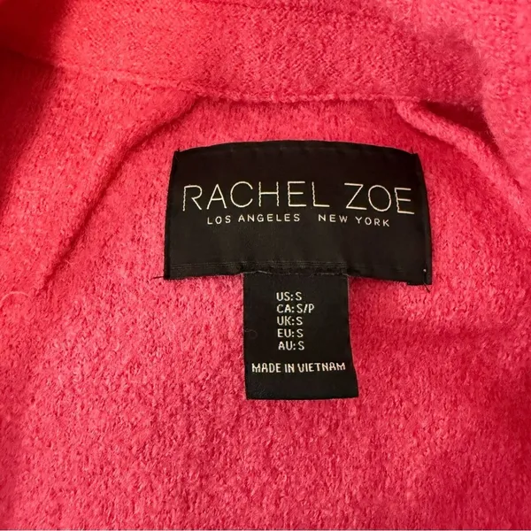 Rachel Zoe Wool Blend Open Front Blazer Jacket Workwear Bubblegum Pink Longline - Image 6