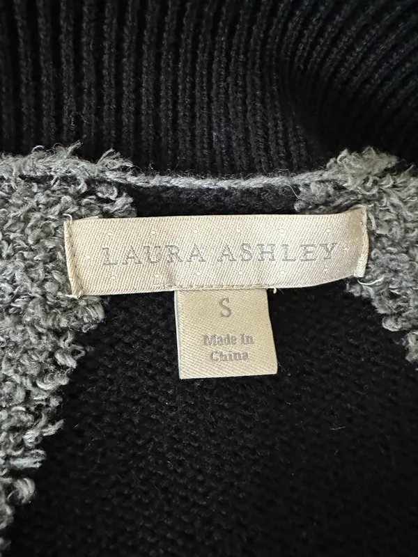 Laura Ashley Women’s Open Lon Cardigan Sweater Sz S Black / - Image 8