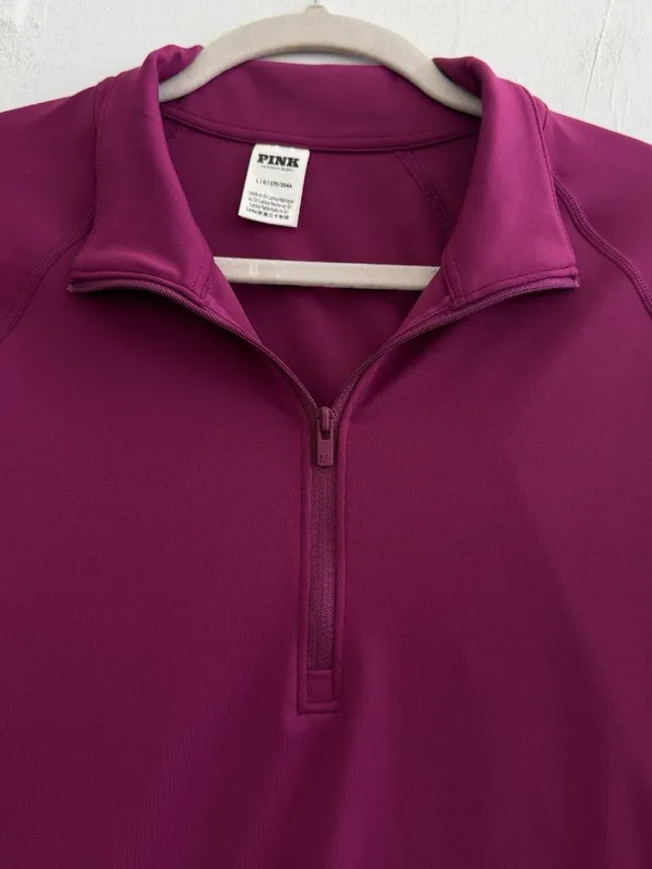 Victoria Secret PINK Half-Zip Sweatshirt LARGE Top Purple L NWOT - Image 4