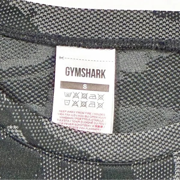 Gymshark Mesh Camouflage Black Grey Crop Workout Top‎ Athletic Size Small - Image 3