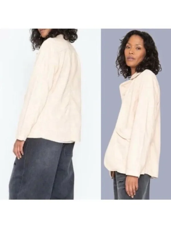 NWT Sandrine Rose Empire Canvas Jacket XS Sunflower Tan Khaki Cotton Linen Chore - Image 4