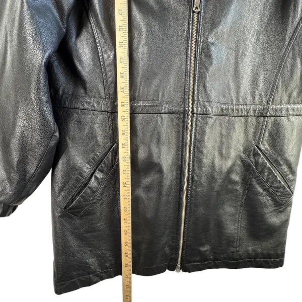 Wilsons Leather Hooded Leather Coat‎ Full Zip Pockets Black Size M Capsule READ - Image 11