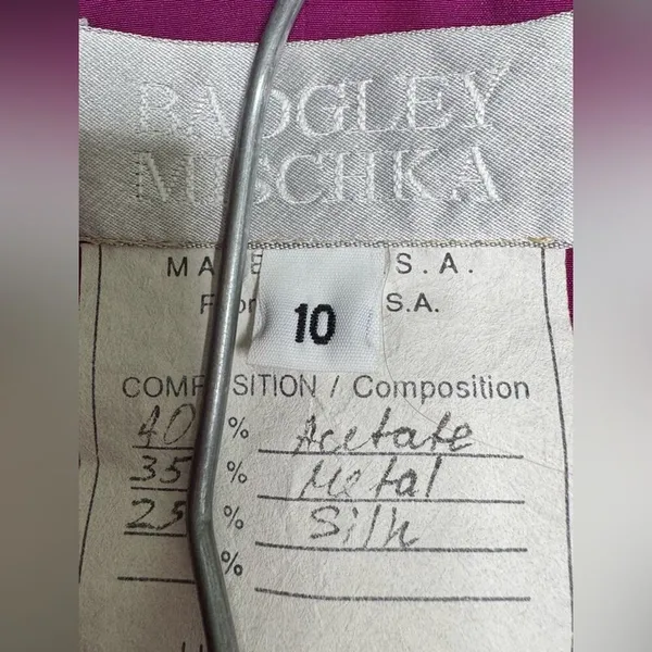 Badgley Mischka Fuchsia Skirt Suit Set Crystal Button Blazer Pencil Skirt Sz 10 - Image 15