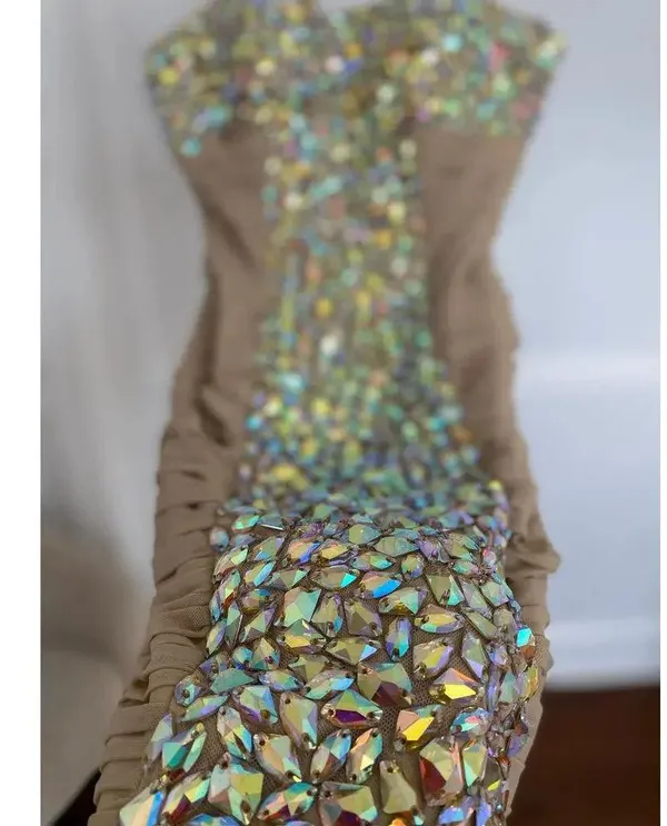 La Femme Cocktail Dress Sparkle Jeweled Ruched Party Wedding Bachelorette Rich - Image 10