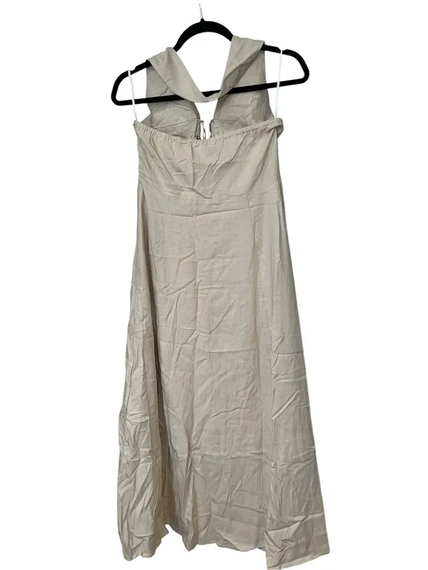 Commense Cut-Out Linen Blend Halter Maxi Dress Khaki Beige Small NWT - Image 5