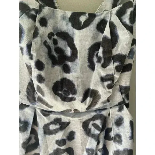 Vince Camuto Blue Leopard Cotton Dress‎ Size 10 - Image 2