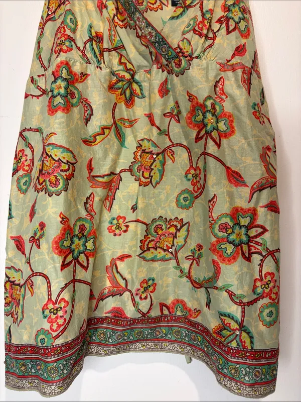 Y2K Vintage Semi Sheer Spaghetti Straps Floral Embroidered Neckline Tank Top L - Image 5