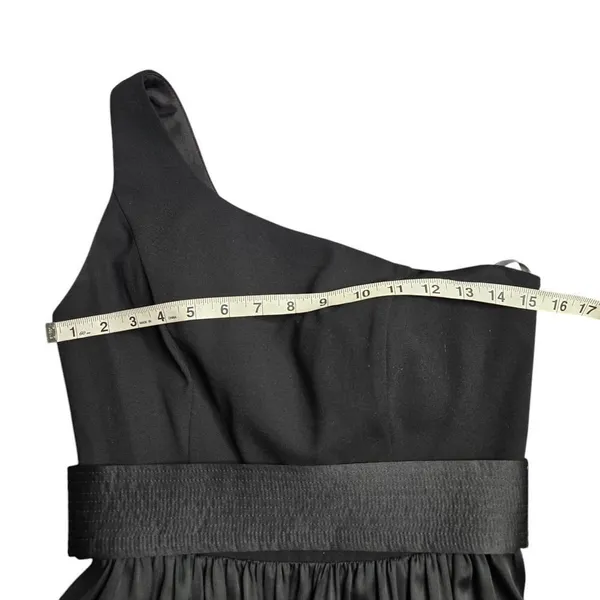 White by Vera Wang Black One-Shoulder Dress W/ Belt‎ Sash Size: 4 - Image 3