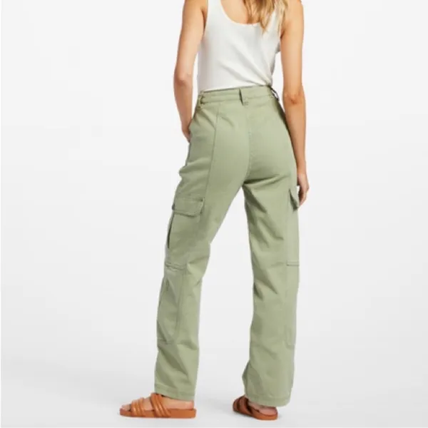 Billabong Wall To Wall Cargo Pants green denim straight leg loose fit baggy - Image 2