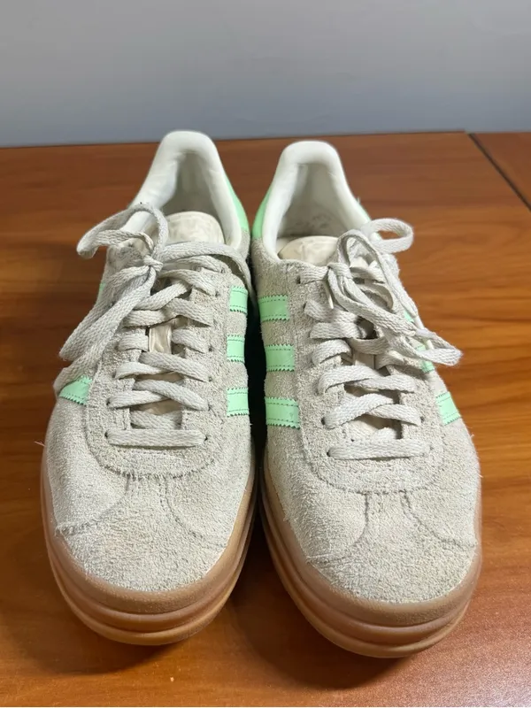 adidas Originals Gazelle Bold Sneakers Mint Green Grey Stacked Platform Suede K4 - Image 2