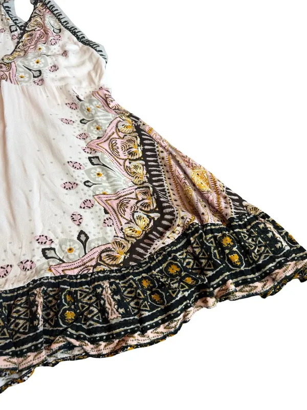 Free People Pink Black Boho Paisley Halter Mini Dress Sleeveless Small Women's - Image 6