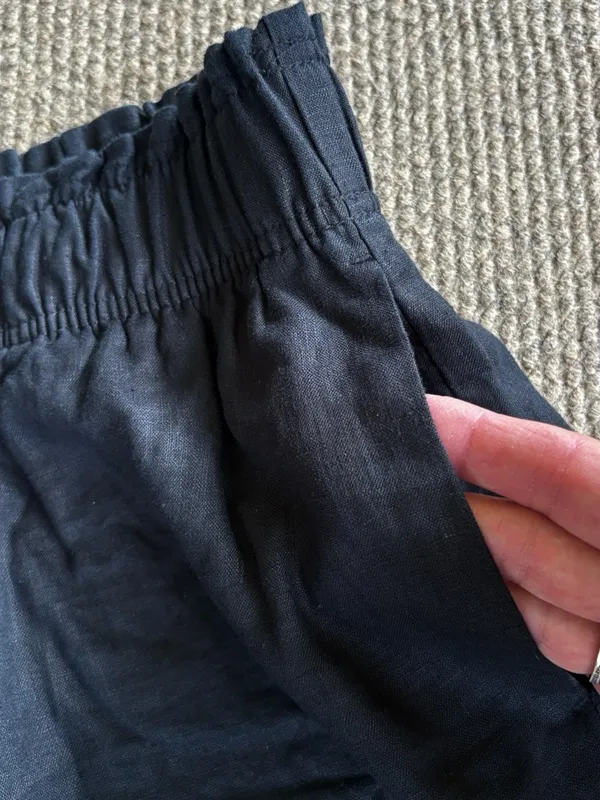 Like New QUINCE European Linen High Waisted Shorts Black Size XS - Image 8
