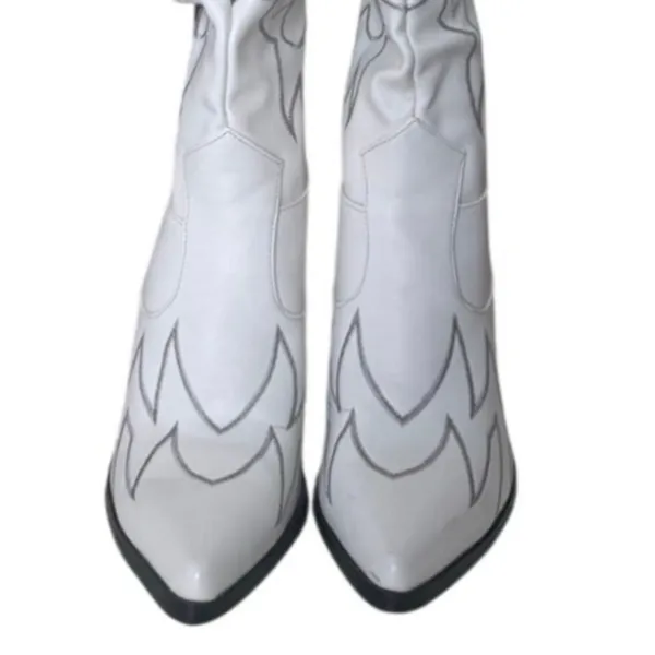 Sergio Todzi Thigh High Boots Western Cowboy Boots Size 37 US 6.5 White - Image 3