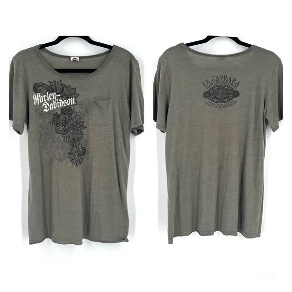 Harley Davidson women’s NY Floral Pocket T Shirt Large ‎ 1,000 Islands 2016 - Image 2