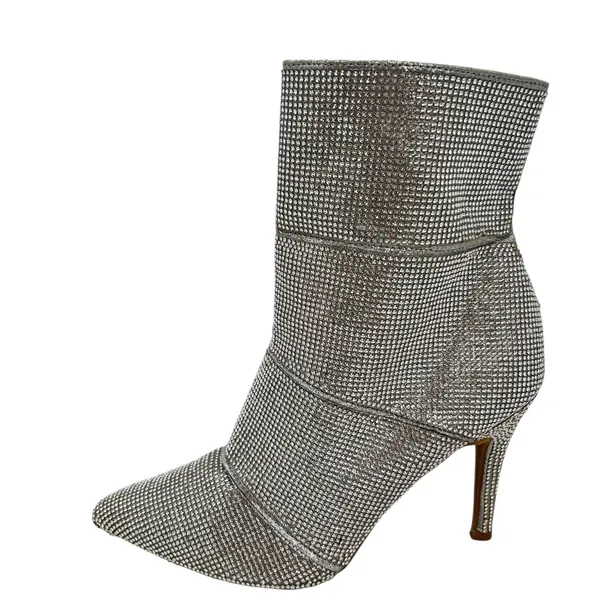 ATRENDY Rhinestone Ankle Boots Womens 7.5M Sparkly Silver Stiletto‎ Heel Party - Image 2