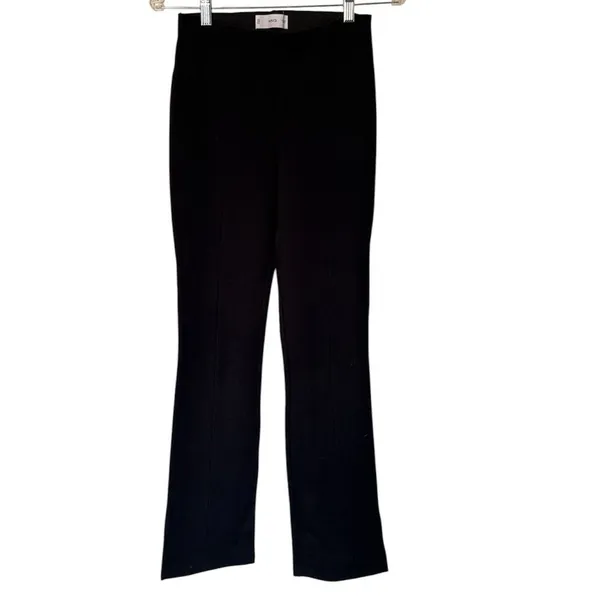 Mango Black Straight Leg Trousers Small High Waist‎ Slit Hem Work Pants - Image 4