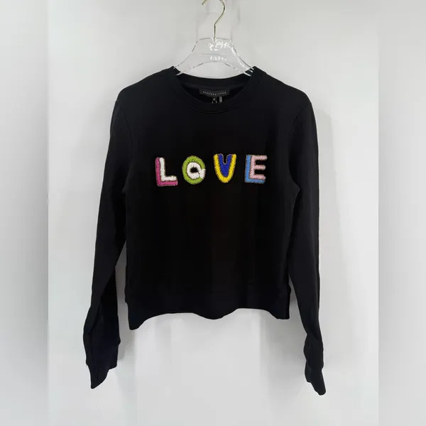 Endless Rose black sweatshirt with ‘love’ beaded‎ on front size m NWT - Image 2