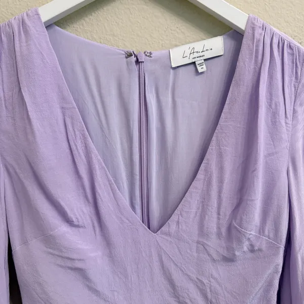 L'Academie The Pearl Mini Dress XS Lavender Ruched Soft Girl Coquette Feminine - Image 7