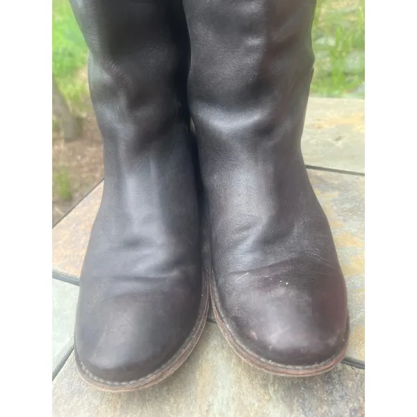 FRYE Paige Riding Tall Three Buckle Leather Brown Boots Women's Size 9B, 77066 - Image 5