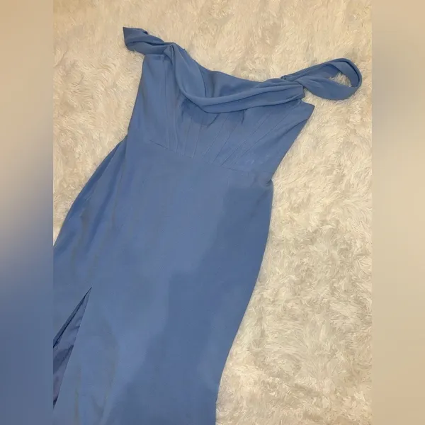 New Dress The Population Melania Off-The-Shoulder sky blue Gown sz XXL - Image 7