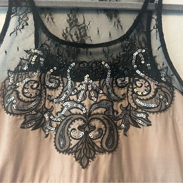 Miss Me silk blend sequined lace peplum babydoll tank blouse size medium y2k - Image 10