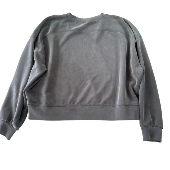 Lululemon Perfectly‎ Oversized Cropped Crewneck Sweatshirt Black Size 14 Cozy - Image 4