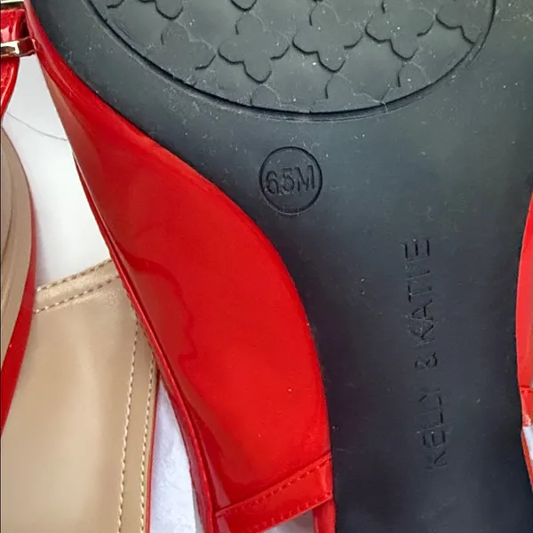 Kelly & Katie Glossy Red Slingback Heels - Image 7