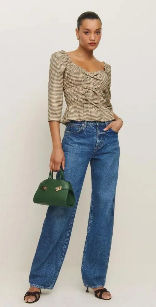 Reformation Lauryn Gingham Cotton Top - Image 2