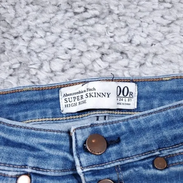 READ Abercrombie High Rise Super Skinny Jeans Size 00 24 x 31 Button Fly Stretch - Image 7