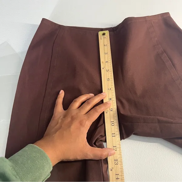 Escada Chocolate Brown Stretch‎ Cotton Mid Rise Crop Flare Pant Size 8 - Image 12