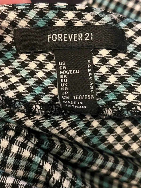 Forever 21 Skirt Womens Small Blue Black Plaid Mini Skater Flared High Waist - Image 4