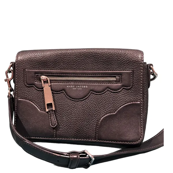 Marc Jacobs Black Leather Scalloped Crossbody Purse Bag - Image 5