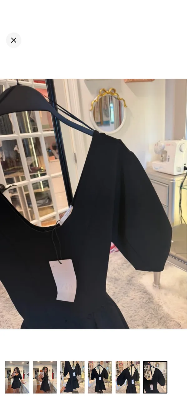 Zara Black Mini Fit-and-Flare Dress - Image 6