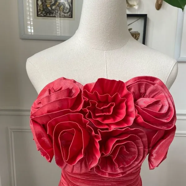 Arden B Melon Coral Plise Petal BodyCon Mini Dress S - Image 3
