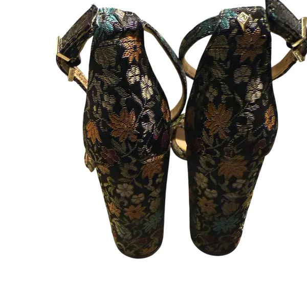 Sam Edelman Women's Yaro Floral Print Block Heel Open Toe Sandal Grey Size 8 - Image 4