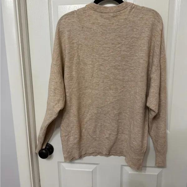 JENNI KAYNE‎ oversized crewneck sweater tan oatmeal small cashmere wool blend - Image 5