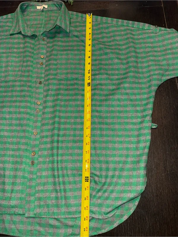 easel Mint Green Gingham Button-Up Tunic Top Relaxed Fit Cottagecore - Image 9