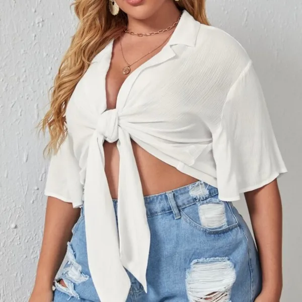 SHEIN knot detail half sleeve blouse - Image 5