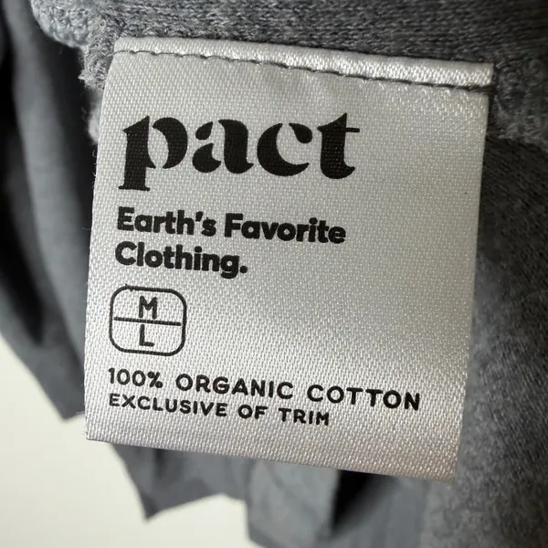 Pact Organic Cotton Long Sleeve Oversized T-Shirt Gray M/L Crew Neck Seam Detail - Image 3