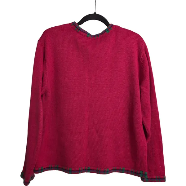 VTG Heirloom Collectibles Red Christmas Dog Applique Cardigan Sweater Size M - Image 4