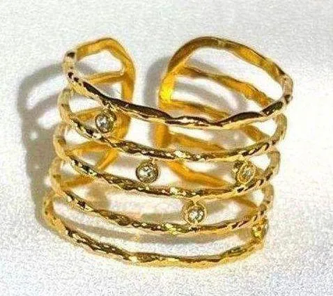 Adjustable Wide Layered Open Gold Ring - Image 3