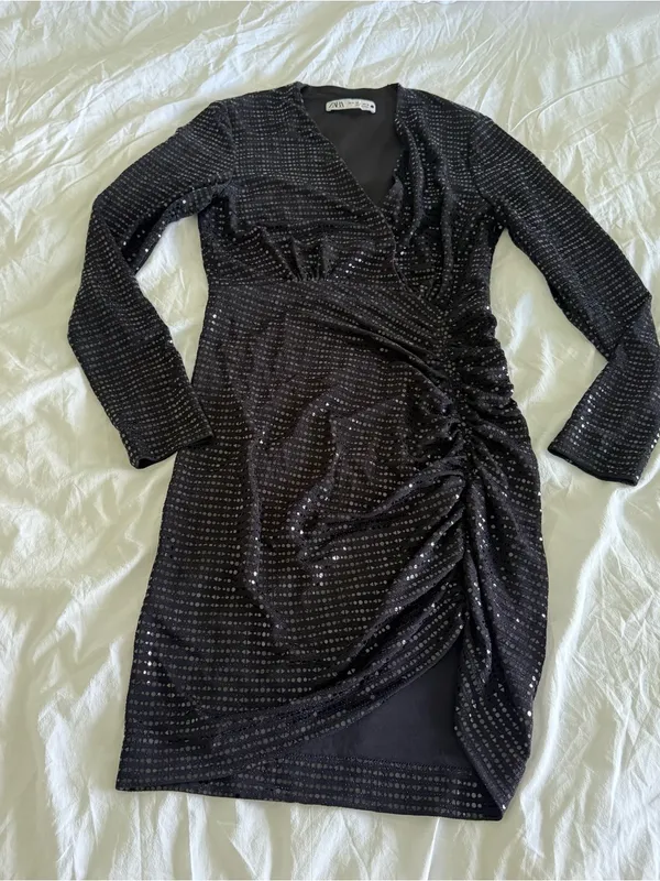 NWOT Zara Black Sequin Mini dress - Image 4