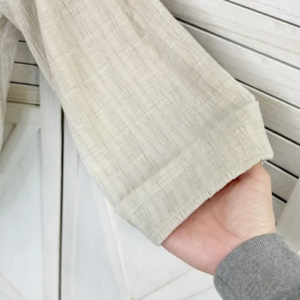 Zara Crinkled Look Slouchy‎ Blazer Tan Medium Linen Blend Double Breasted - Image 7